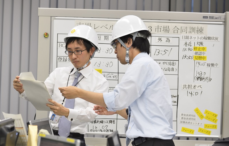 日本銀行でのBCP訓練の模様の写真