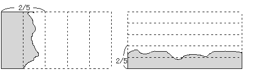 Images of oblong rectangles with less than two-fifths of the surface being remained.