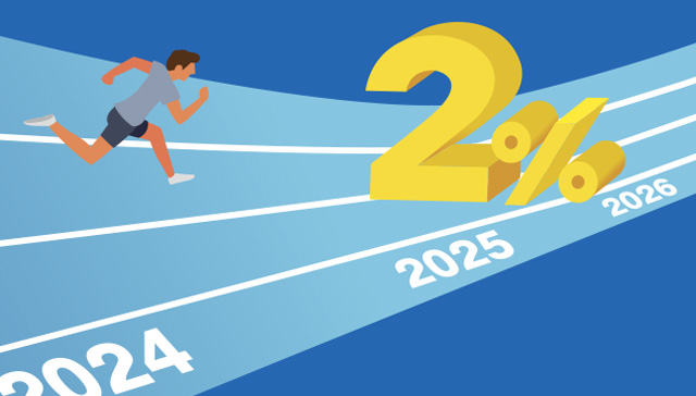 Infographic image showing 'Inflation is likely to be at around 2 percent from fiscal 2025.' For details, see the full text of the Highlights of the Outlook Report.