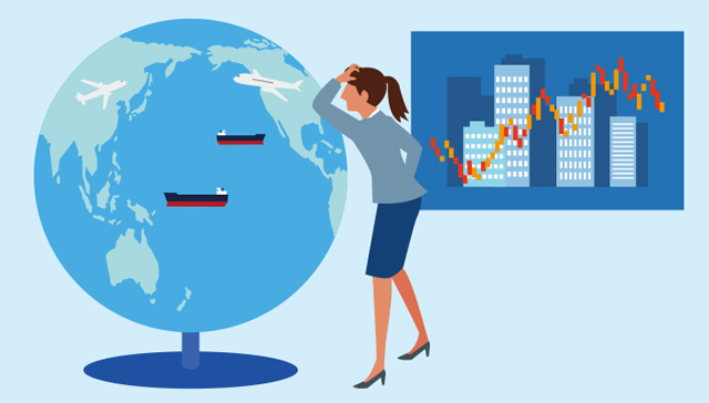 Infographic image showing 'The course and impact of trade and other policies are extremely uncertain.' For details, see the full text of the Highlights of the Outlook Report.