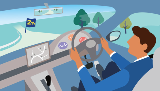 Infographic image showing 'The Bank will conduct monetary policy with the 2 percent target.' For details, see the full text of the Highlights of the Outlook Report.