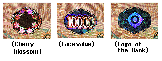 image of the holograms of a 10,000 yen note