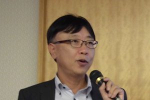 愛知銀行 鈴木副部長による講演の写真