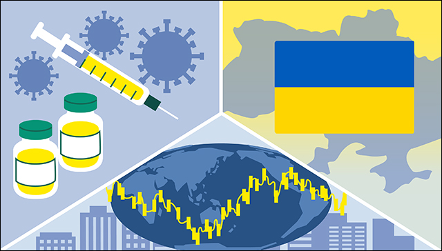 インフォグラフィックス画像、内容（感染症、ウクライナ情勢、市場動向に注意）は本文のとおり