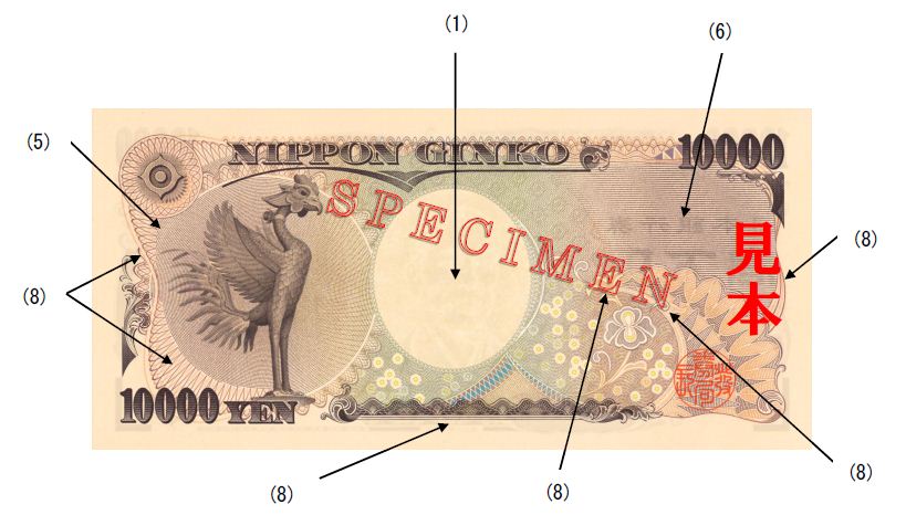 一万円券の裏面の画像