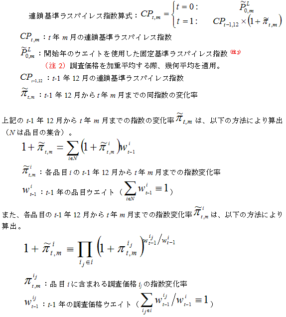 連鎖基準ラスパイレス指数を算出するための数式