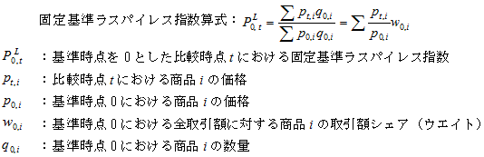 固定基準ラスパイレス指数を算出するための数式