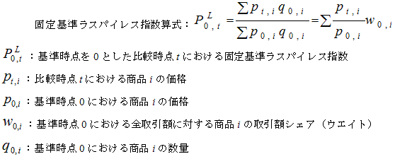 固定基準ラスパイレス指数を算出するための数式